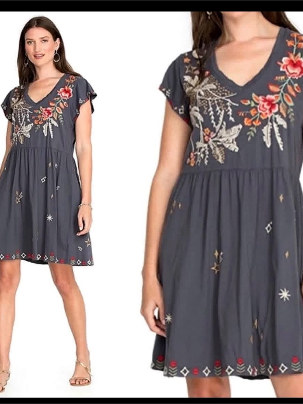 Johnny Was Manu Flutter Sleeve Mini Dress - small